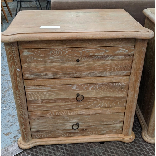 312 - LOAF SIDE CHESTS, a pair, each with three drawers, 67cm x 44cm x 66cm. (2)