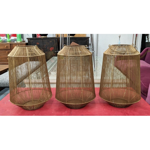 318 - LANTERNS, three each 48cm H x 35cm W, 1970s Italian style. (3)