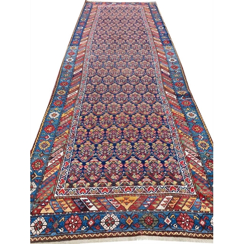 47 - ANTIQUE PERSIAN MALAYER RUNNER, 305cm x 108cm.