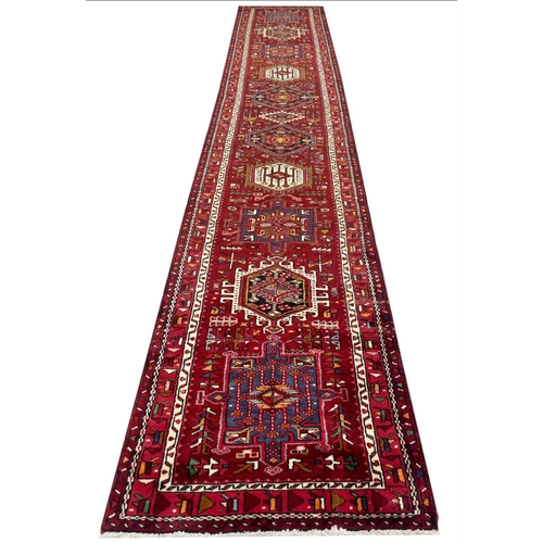 50 - PERSIAN KARAJA LONG RUNNER, 485cm x 90cm.