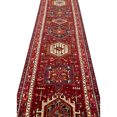 50 - PERSIAN KARAJA LONG RUNNER, 485cm x 90cm.