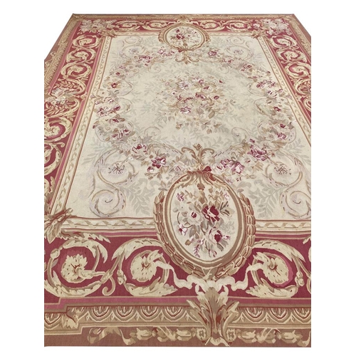 53 - VINTAGE AUBUSSON SAVONNERIE DESIGN CARPET, 325cm x 240cm.