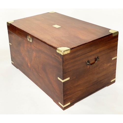 71 - TRUNK, 19th century Chinese Export camphorwood and brass bound with rising lid and carrying handles,... 