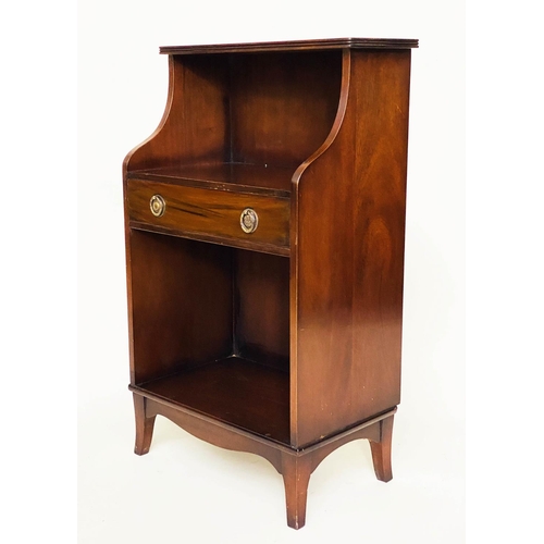 83 - BEDSIDE LAMP TABLES, a pair, George III style mahogany each with drawer and undertier, 46cm W x 27cm... 