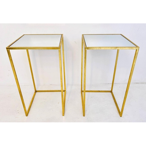 248 - SIDE TABLES, a pair, 66cm H x 36cm W, 1960s French style, gilt metal and mirror.