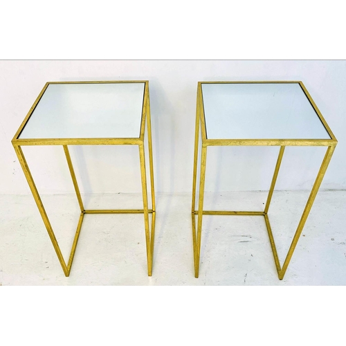 248 - SIDE TABLES, a pair, 66cm H x 36cm W, 1960s French style, gilt metal and mirror.