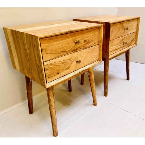 249 - SIDE CHESTS, a pair, 1960s Danish style, each with two drawers, 63cm x 45cm x 38cm.