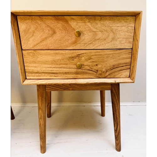 249 - SIDE CHESTS, a pair, 1960s Danish style, each with two drawers, 63cm x 45cm x 38cm.