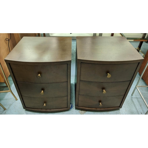 SIDE CHESTS, a pair, each 50cm W x 47cm D x 64cm H, bowfront, each with five drawers. (2)