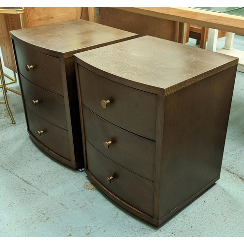 255 - SIDE CHESTS, a pair, each 50cm W x 47cm D x 64cm H, bowfront, each with five drawers. (2)