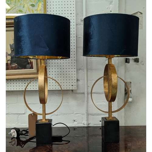 280 - TABLE LAMPS, a pair, contemporary Italian style design, blue shades, 67.5cm H. (2)