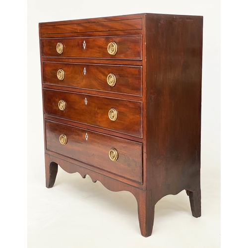 65 - SCOTTISH HALL CHEST, early 19th century Regency figured mahogany of adapted shallow proportions with... 