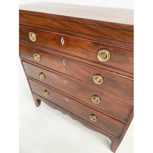 65 - SCOTTISH HALL CHEST, early 19th century Regency figured mahogany of adapted shallow proportions with... 