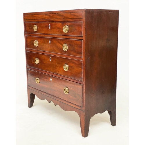 65 - SCOTTISH HALL CHEST, early 19th century Regency figured mahogany of adapted shallow proportions with... 