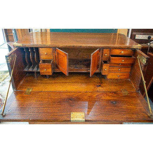 171 - CAMPAIGN SECRETAIRE CHEST, 104cm H x 94cm W x 47cm D, 19th century camphorwood and brass bound with ... 