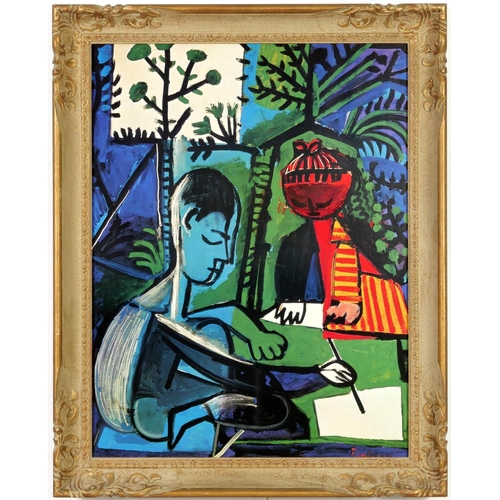 19 - PABLO PICASSO, Claude and Paloma, signed in the plate quadrichrome, vintage French frame, 68cm x 52c... 