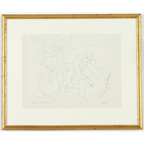 27 - HENRI MATISSE, collotype E11, Seated Woman, signed in the plate, edition: 950, printed by Martin Fab... 