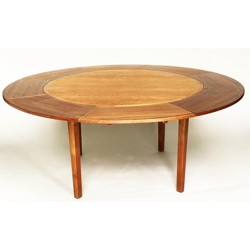 224 - DANISH DYRLUND LOTUS FLIP FLAP DINING TABLE, 1970s Danish teak with concentric foldout leaves, 120cm... 