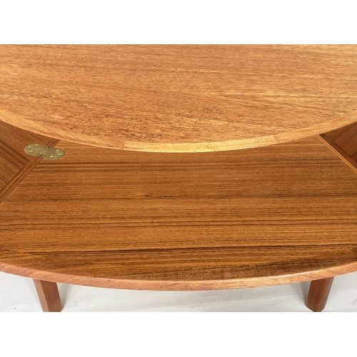 224 - DANISH DYRLUND LOTUS FLIP FLAP DINING TABLE, 1970s Danish teak with concentric foldout leaves, 120cm... 