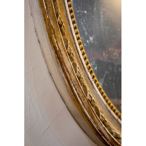 59 - WALL MIRRORS, a pair, Louis XVI style, applied to later boards, painted finish, 19th century oval fr... 