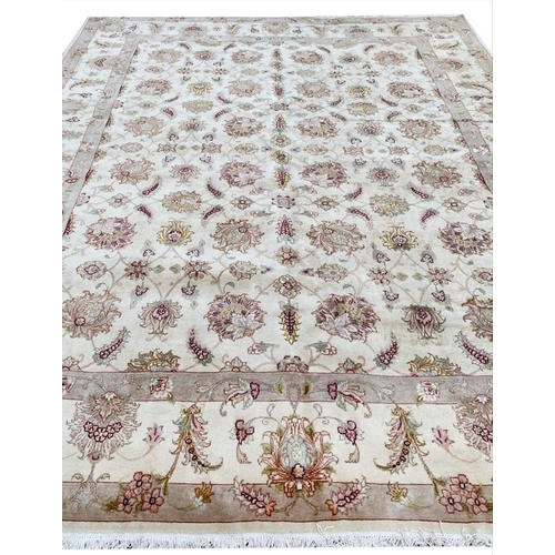 51 - FINE PERSIAN TABRIZ PART SILK CARPET, 295cm x 250cm.