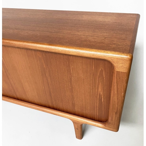 557 - DYRLUND SIDEBOARD, 1970s teak with two stitching doors enclosing baize lined trays and shelf, 168cm ... 