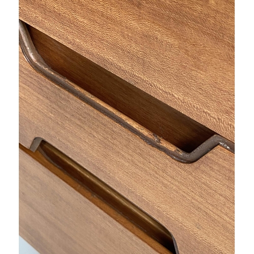 554 - UNIFLEX CHEST , 1970s teak with six short drawers, and recessed handles, 120cm W x 46cm D x 71cm H.