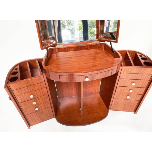 211 - STARBAY 'MARIE GALANTE' DRESSING TABLE, rosewood veneered opening to reveal three section folding mi... 