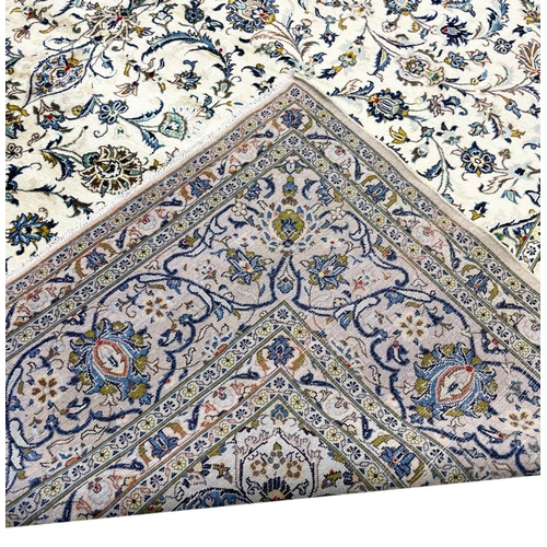 128 - FINE SIGNED PERSIAN KURK KASHAN CARPET, 500cm x 352cm.