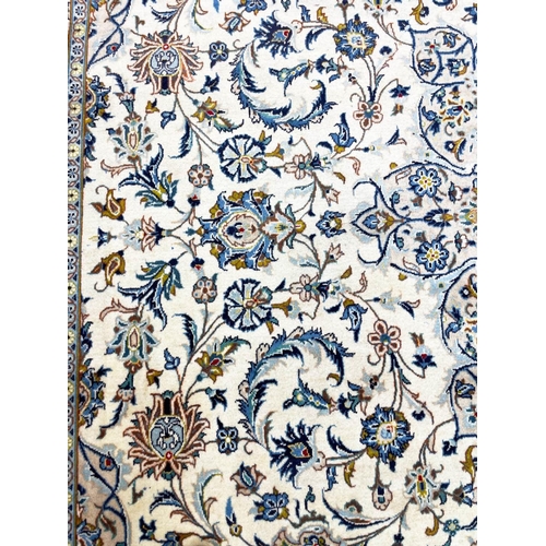 128 - FINE SIGNED PERSIAN KURK KASHAN CARPET, 500cm x 352cm.