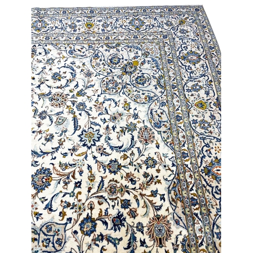 128 - FINE SIGNED PERSIAN KURK KASHAN CARPET, 500cm x 352cm.