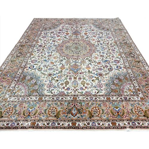 137 - FINE PART SILK PERSIAN TABRIZ CARPET, 316cm x 252cm.