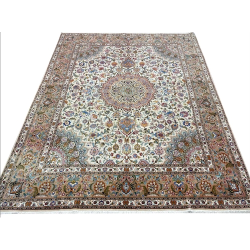 137 - FINE PART SILK PERSIAN TABRIZ CARPET, 316cm x 252cm.