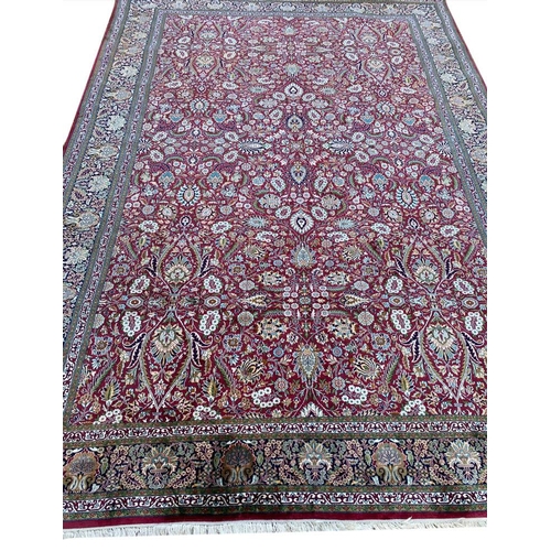 138 - FINE PURE SILK TEHRAN DESIGN CARPET, 265cm x 185cm