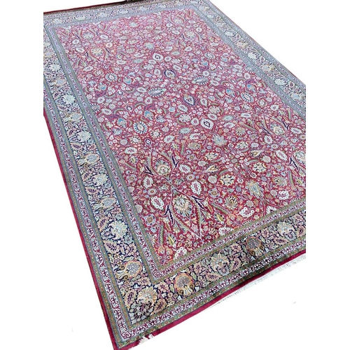 138 - FINE PURE SILK TEHRAN DESIGN CARPET, 265cm x 185cm