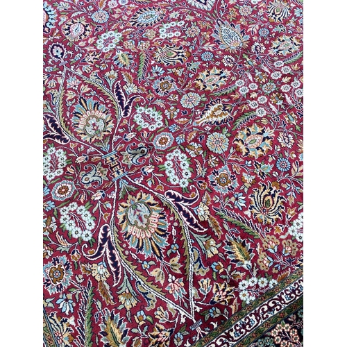 138 - FINE PURE SILK TEHRAN DESIGN CARPET, 265cm x 185cm