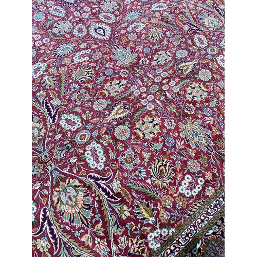 138 - FINE PURE SILK TEHRAN DESIGN CARPET, 265cm x 185cm