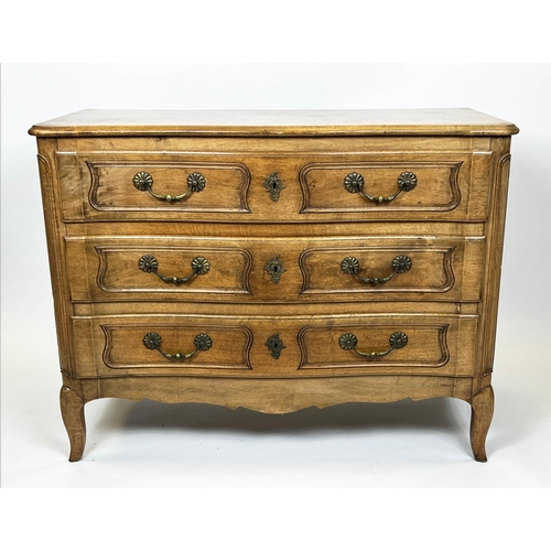 155 - COMMODE, French early 20th century Louis XV design walnut with three long drawers, 87cm H x 114cm x ... 