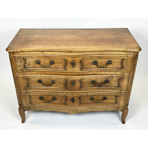 155 - COMMODE, French early 20th century Louis XV design walnut with three long drawers, 87cm H x 114cm x ... 