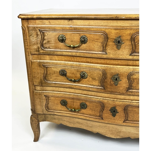 155 - COMMODE, French early 20th century Louis XV design walnut with three long drawers, 87cm H x 114cm x ... 