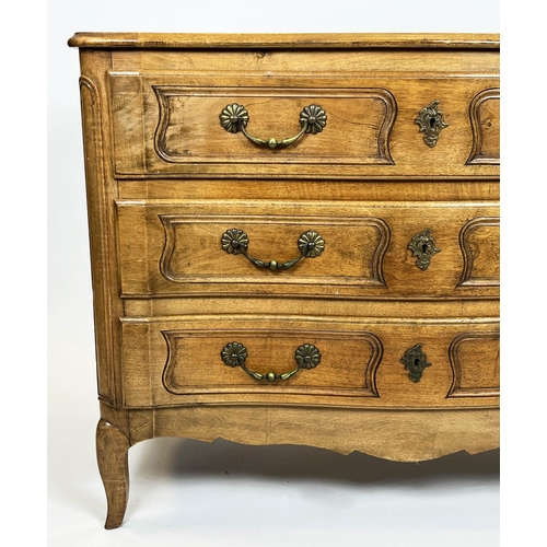 155 - COMMODE, French early 20th century Louis XV design walnut with three long drawers, 87cm H x 114cm x ... 