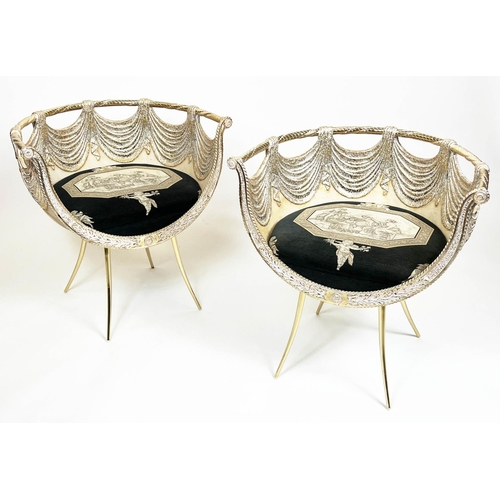 160 - TUB CHAIRS, a pair, Italian neo-classical design in the manner of Gianni Versace, 71cm H x 69cm W. (... 