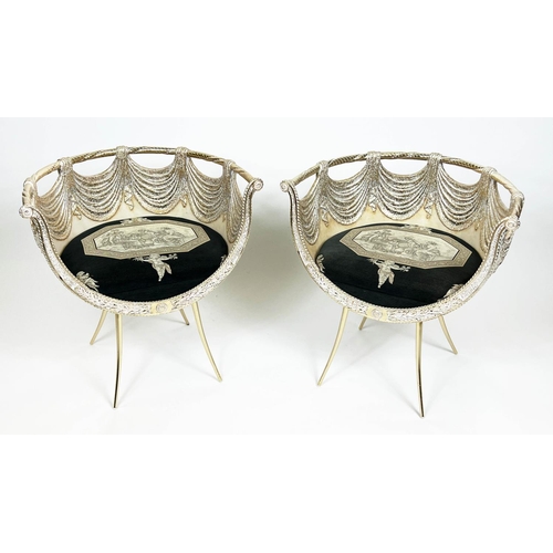 160 - TUB CHAIRS, a pair, Italian neo-classical design in the manner of Gianni Versace, 71cm H x 69cm W. (... 