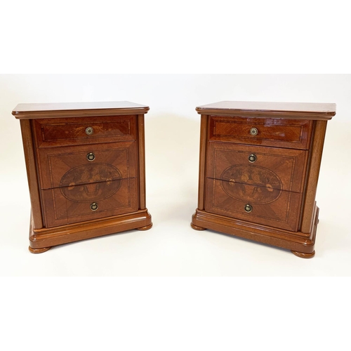 166 - BEDSIDE DRAWERS, a pair, Italian style, (to match previous lot), 56cm W x 42cm D x 60cm H. (2)