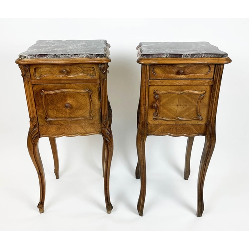 167 - TABLES DE NUIT, a near pair, late 19th century French walnut Louis XV style walnut, each with serpen... 