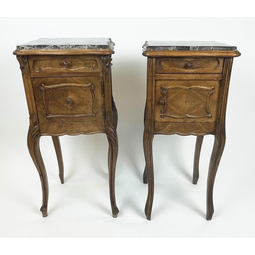 167 - TABLES DE NUIT, a near pair, late 19th century French walnut Louis XV style walnut, each with serpen... 