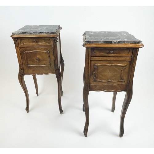 167 - TABLES DE NUIT, a near pair, late 19th century French walnut Louis XV style walnut, each with serpen... 