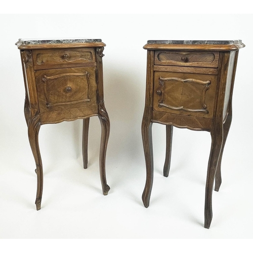 167 - TABLES DE NUIT, a near pair, late 19th century French walnut Louis XV style walnut, each with serpen... 