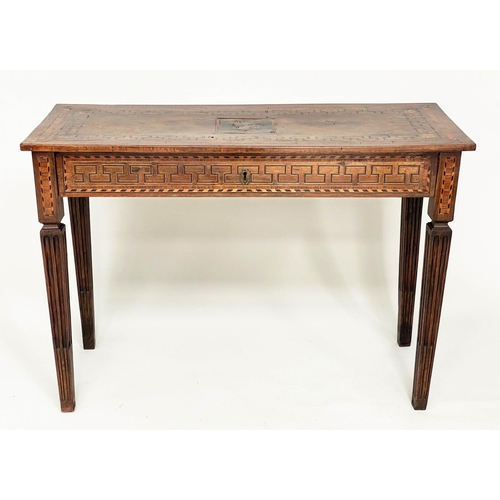 175 - ITALIAN SIDE TABLE, late 18th century walnut, satinwood and tulipwood crossbanded and ebony inlaid w... 