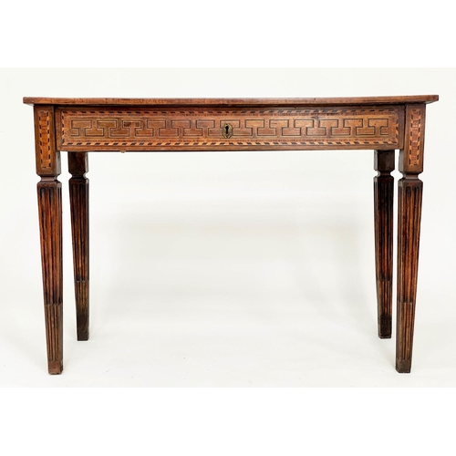 175 - ITALIAN SIDE TABLE, late 18th century walnut, satinwood and tulipwood crossbanded and ebony inlaid w... 